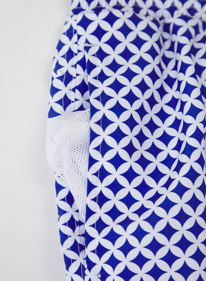 Trendyol Man Navy Blue Standard Size Geometric Patterned Swimsuit Swim Shorts - Image 3