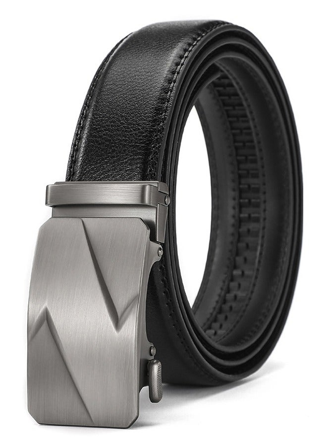 حزام رجالي - حزام جلدي بمشبك قابل للتعديل - حزام رجالي من الجلد الأصلي - مثالي للارتداء اليومي غير الرسمي للرجال - أسود - Image 1