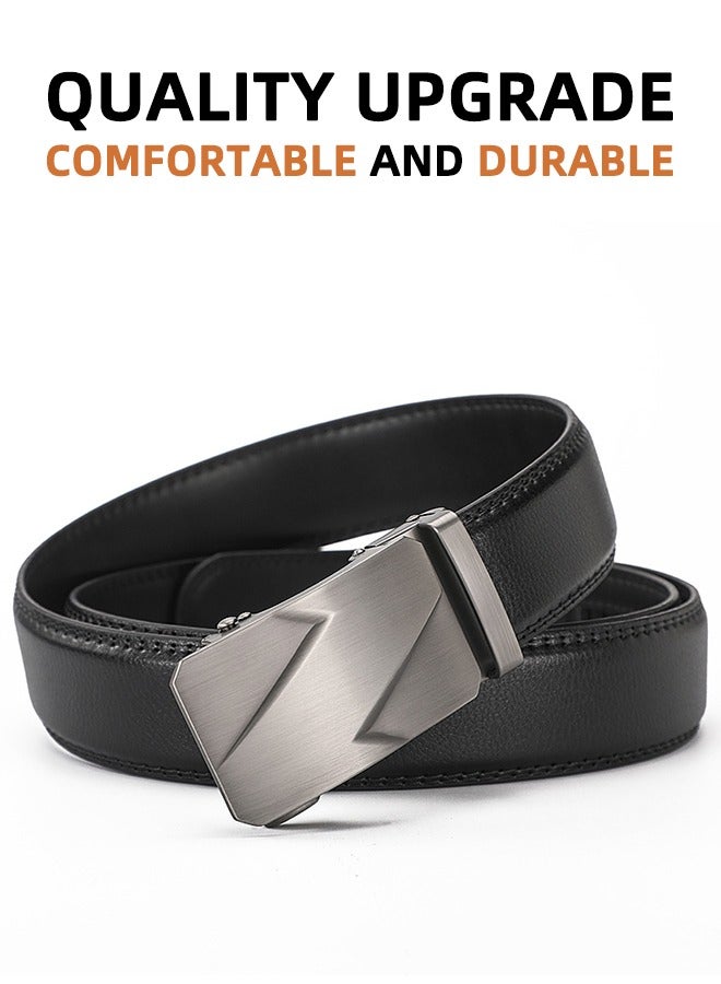حزام رجالي - حزام جلدي بمشبك قابل للتعديل - حزام رجالي من الجلد الأصلي - مثالي للارتداء اليومي غير الرسمي للرجال - أسود - Image 2