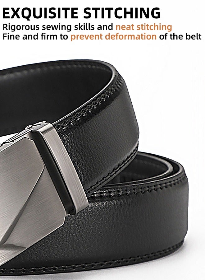 حزام رجالي - حزام جلدي بمشبك قابل للتعديل - حزام رجالي من الجلد الأصلي - مثالي للارتداء اليومي غير الرسمي للرجال - أسود - Image 4