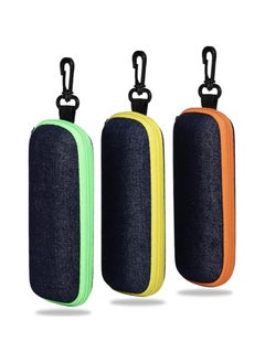Oasisgalore 3 Pieces Portable Denim Glasses Case,Travel Zipper Eyeglasses Case with Hook for Women Men Girl  - Image 1