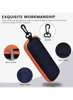 Oasisgalore 3 Pieces Portable Denim Glasses Case,Travel Zipper Eyeglasses Case with Hook for Women Men Girl  - Image 4