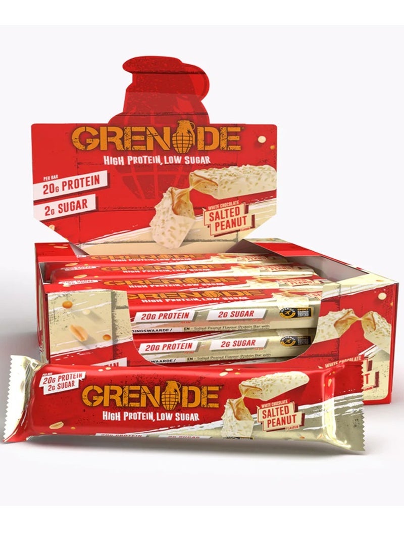 Grenade White Chocolate Salted Peanut High Protein Bar Pack of 12 - Image 1