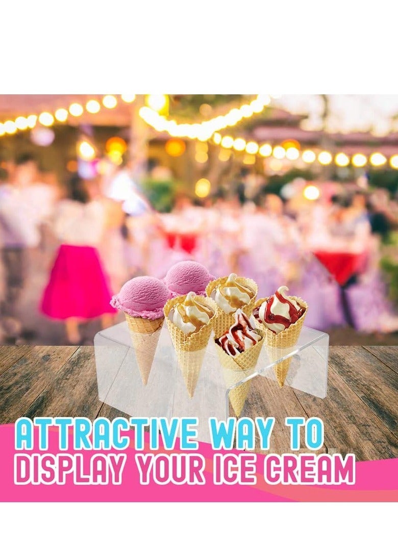 Excefore حامل مخروط الآيس كريم 6 فتحات، حامل كعكة شفاف من الأكريليك، حامل مخروط للأعراس، حفلات الأطفال، حفلات عيد الميلاد، الذكرى السنوية - Image 2