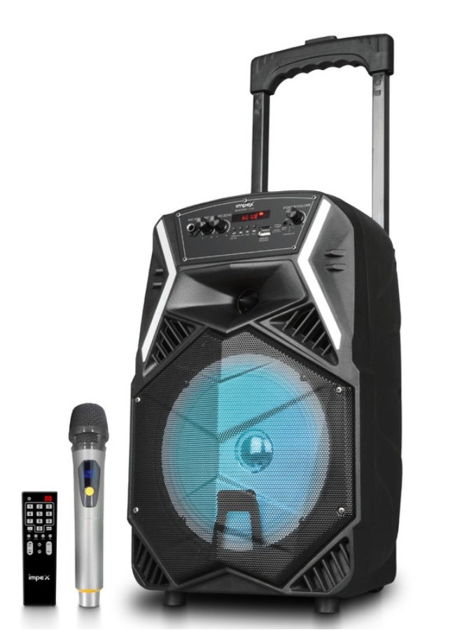 Impex Trolley Speaker 25W Multimedia Portable Music Speaker With USb/Sd/Tf/Fm/Radio/Aux/Remote/Bluetooth/Wireless Mic & Dj Led Light Function Ultra Sound Song Player Entertainment, 2 year Warranty - Ts 25B Black Black - Image 1