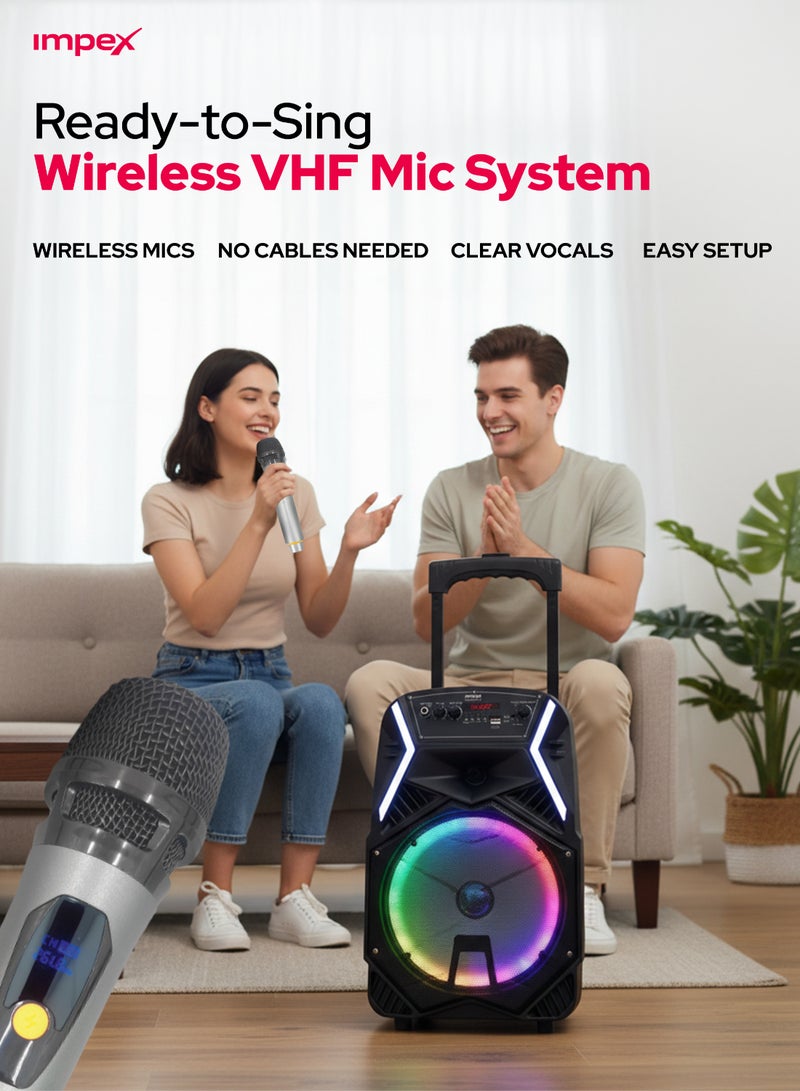 Impex Trolley Speaker 25W Multimedia Portable Music Speaker With USb/Sd/Tf/Fm/Radio/Aux/Remote/Bluetooth/Wireless Mic & Dj Led Light Function Ultra Sound Song Player Entertainment, 2 year Warranty - Ts 25B Black Black - Image 3