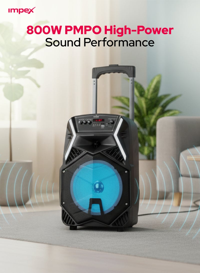 Impex Trolley Speaker 25W Multimedia Portable Music Speaker With USb/Sd/Tf/Fm/Radio/Aux/Remote/Bluetooth/Wireless Mic & Dj Led Light Function Ultra Sound Song Player Entertainment, 2 year Warranty - Ts 25B Black Black - Image 2