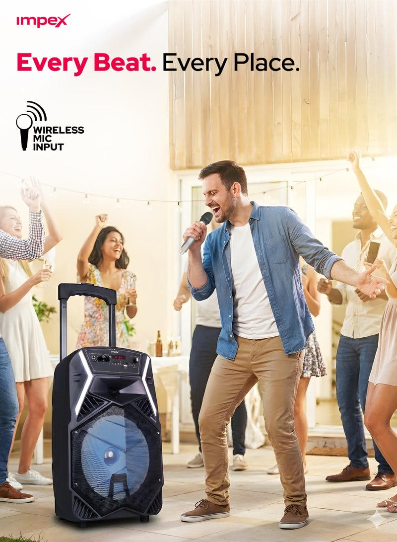إمبكس TS-25B مكبر صوت محمول للوسائط المتعددة مع ميكروفون وإضاءة LED أسود - Image 5