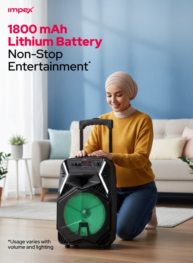 إمبكس TS-25B مكبر صوت محمول للوسائط المتعددة مع ميكروفون وإضاءة LED أسود - Image 4