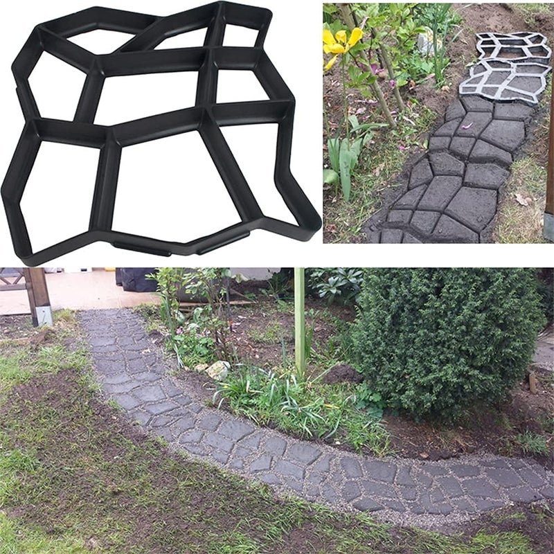 Lavnik Natural Shape Garden Stone Walk Maker Mould DIY Pavement Concrete Mold Driveway Paving Brick Patio Mold Plastic Paving Mould Path Maker Mold for Tile Reusable Mould Concrete 2 pcs - Image 3