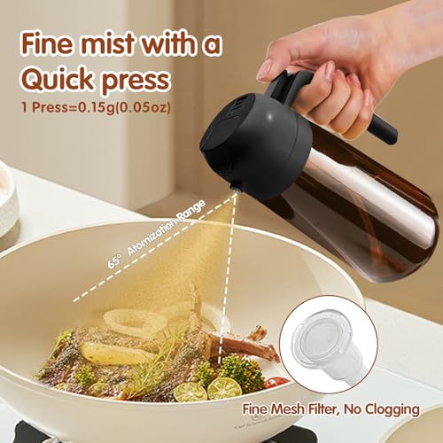 ‎YARRAMATE YARRAMATE 16oz/470ml Light Blocking Oil Sprayer for Cooking with Stickers, Food-Grade 2 in 1 Olive Oil Dispenser Bottle for Kitchen, Premium Dark Amber Glass Oil Bottle for Air Fryer, BBQ (Black) - Image 4