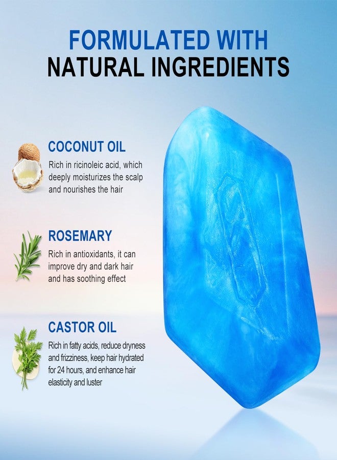 BOLI Castor Oil Shampoo Bar, Hydrating & Moisturizing Hair Care Soap Bar for Women & Men, Solid Shampoo for All Hair Types (Blue) - Image 2
