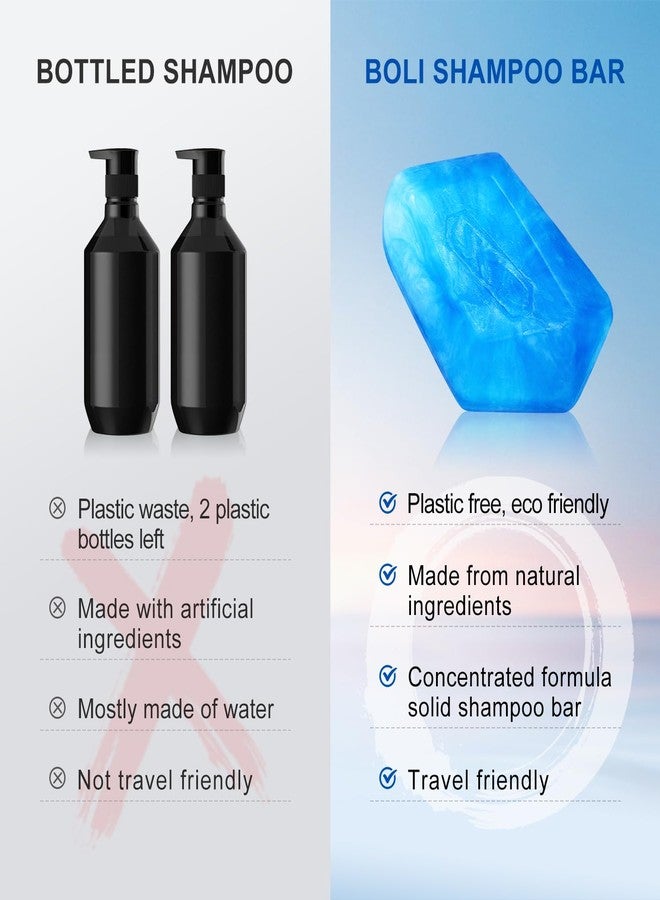 BOLI Castor Oil Shampoo Bar, Hydrating & Moisturizing Hair Care Soap Bar for Women & Men, Solid Shampoo for All Hair Types (Blue) - Image 3