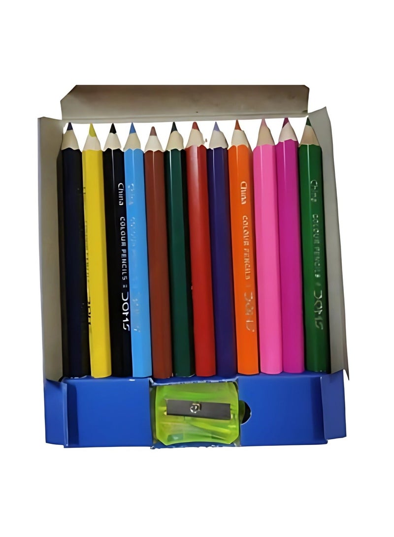 دومس علبة ألوان خشبية صغيرة من DOMS – 12 لون زاهي رقم 3443 - Image 1