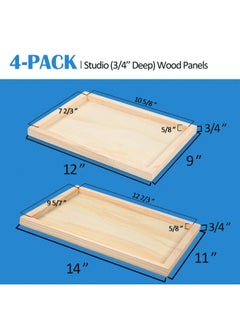 Falling In art Falling in Art Unfinished Birch Wood Canvas Panels Kit, Falling in Art 4 Pack of 2 Sizes 11x14' and 9x12' Studio 3/4’’ Deep Cradle Boards for Pouring Art, Crafts, Painting, and More  - Image 4