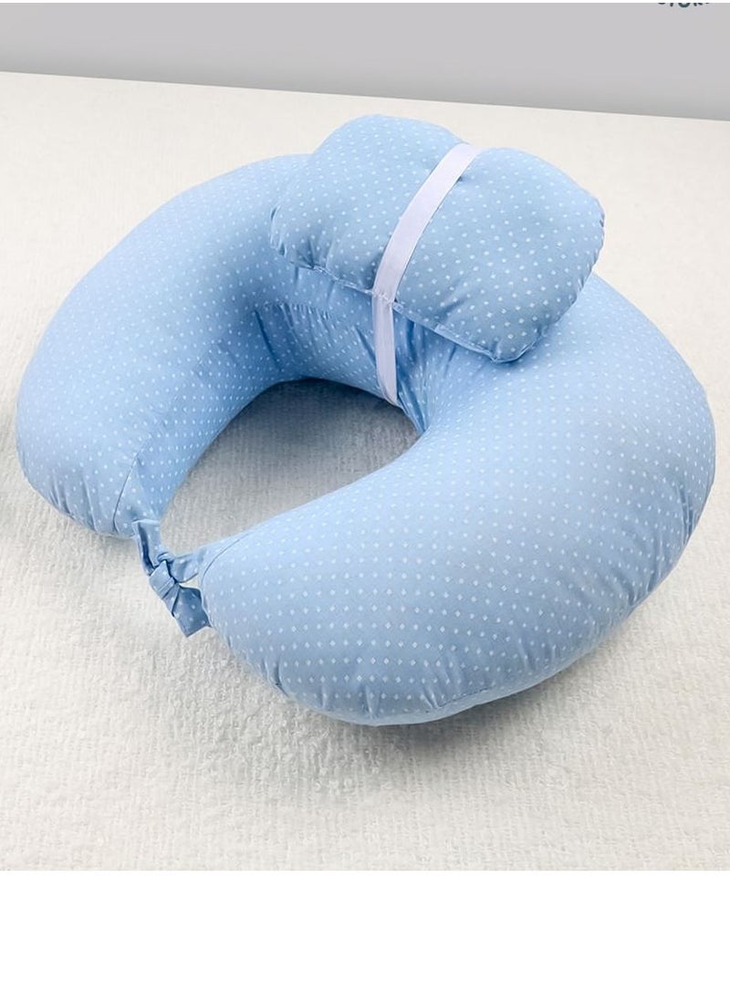 Generic Imported Luxe Nursing Pillow - Nursing Pillow, Breastfeeding, Bottle Feeding, Baby Support, With Removable Cotton Blend Cover, Detachable And Washable Zipper - Wake Up Time Support - Blue  - Image 1