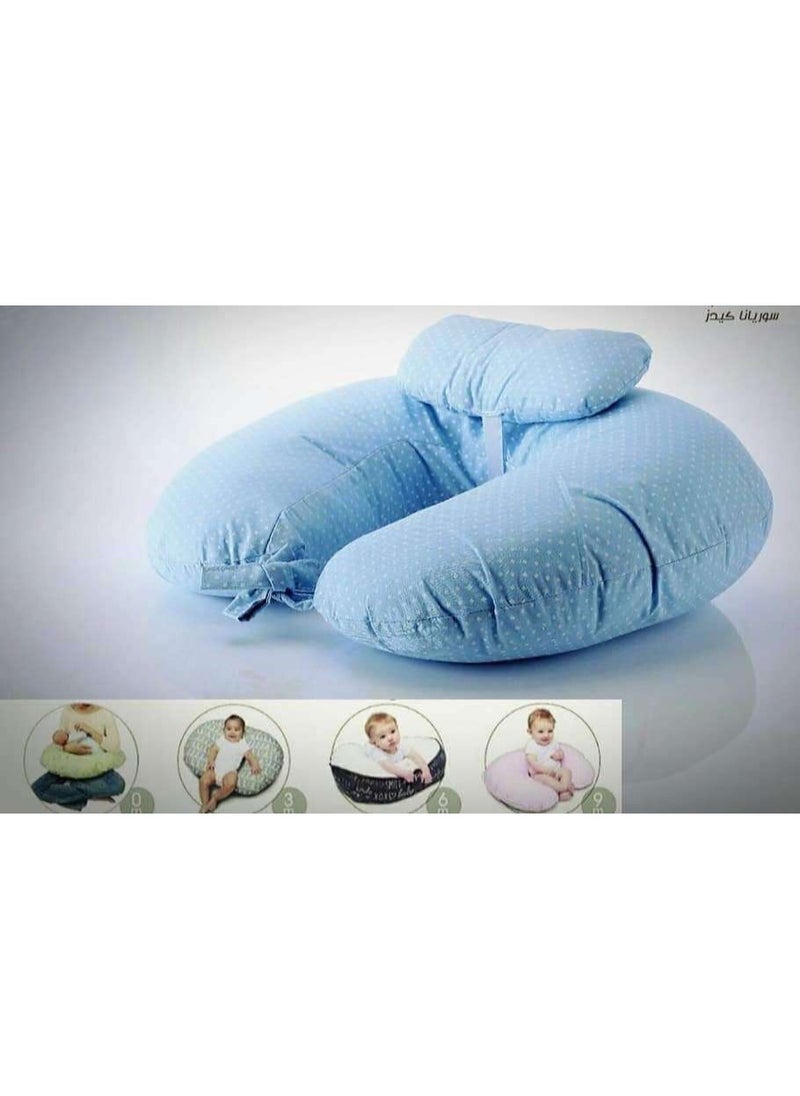 Generic Imported Luxe Nursing Pillow - Nursing Pillow, Breastfeeding, Bottle Feeding, Baby Support, With Removable Cotton Blend Cover, Detachable And Washable Zipper - Wake Up Time Support - Blue  - Image 2