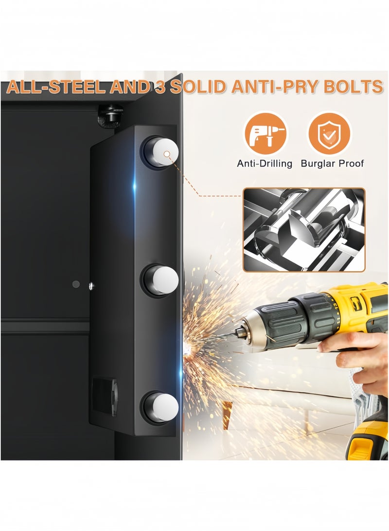 جيجيرو صندوق أمان منزلي مقاوم للحريق والماء، صندوق أمان كبير مضاد للسرقة ومقاوم للحريق مع لوحة مفاتيح قابلة للبرمجة، مفاتيح احتياطية ورف قابل للإزالة، خزائن أمان رقمية، 80 × 38 × 31 سم - Image 4