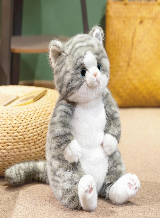 PEACH CAT Cat Stuffed Animal 14" Cute Kitten Plushies Soft Plush Toys Gifts for Kids Grey - Image 1
