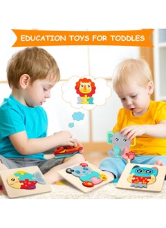 Bebiland 6 Pack Wooden Puzzles for Toddlers Wood Jigsaw Puzzles for Boys Montessori Games and Educational Toys for Kids Wooden Toddlers Puzzles Present  (Animal)  - Image 5