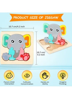 Bebiland 6 Pack Wooden Puzzles for Toddlers Wood Jigsaw Puzzles for Boys Montessori Games and Educational Toys for Kids Wooden Toddlers Puzzles Present  (Animal)  - Image 2