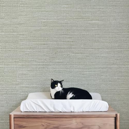 JiffDiff Grasscloth Wallpaper Peel and Stick Cream Grassweave Peel & Stick Textured Wallpaper Self Adhesive Contact Paper 17.3"x472" - Image 3