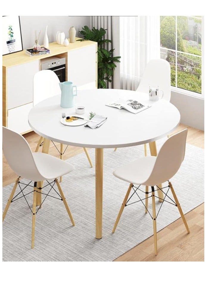 Dining Table, Modern Coffee Table Lunch Table with Solid Wooden Legs, Simple Round Side Desk Kitchen Table for Small Space Like Home Living Room Kitchen Dining Room Lounging Cafeterias (Round, 80 * 80 * 73CM)