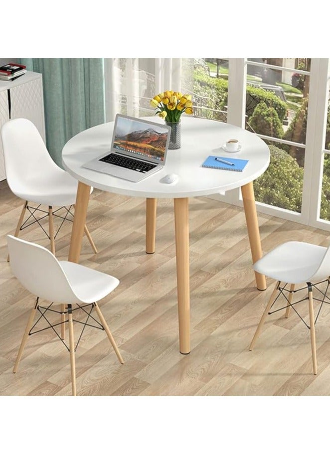 Generic Dining Table, Modern Coffee Table Lunch Table with Solid Wooden Legs, Simple Round Side Desk Kitchen Table for Small Space Like Home Living Room Kitchen Dining Room Lounging Cafeterias (Round, 80 * 80 * 73CM)  - Image 2