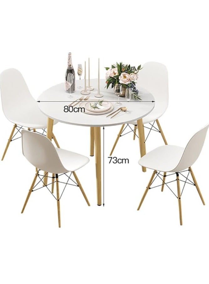 Generic Dining Table, Modern Coffee Table Lunch Table with Solid Wooden Legs, Simple Round Side Desk Kitchen Table for Small Space Like Home Living Room Kitchen Dining Room Lounging Cafeterias (Round, 80 * 80 * 73CM)  - Image 3