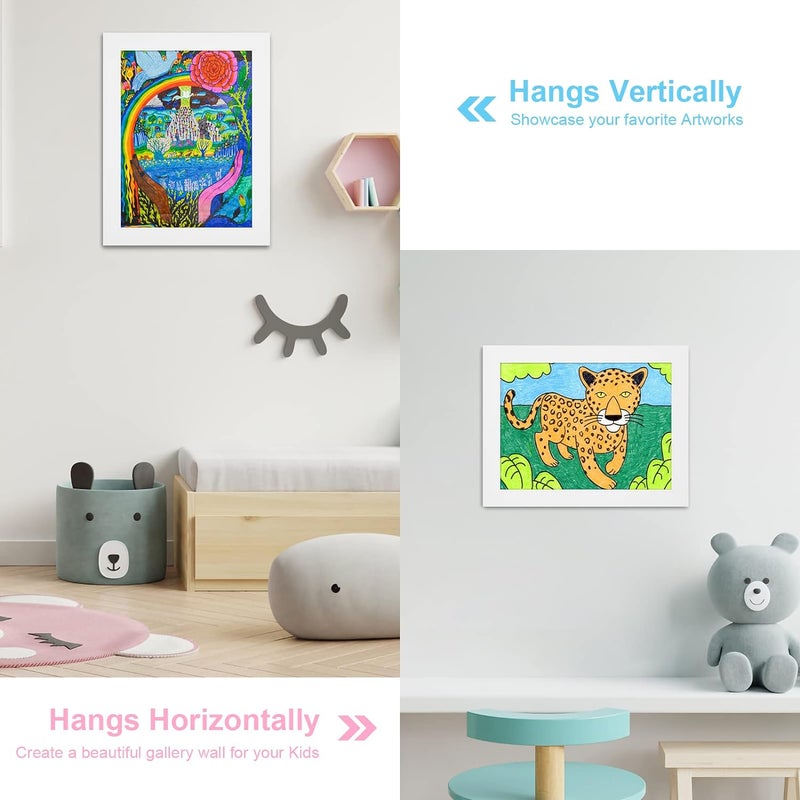 [2-Pack] Kids Art Frames, 8.5x11 Front Opening Kids Artwork Frames Changeable, White Artwork Display Storage Frame for Wall, Holds 50 Pcs, for 3D Picture, Crafts, Children Drawing - Image 4