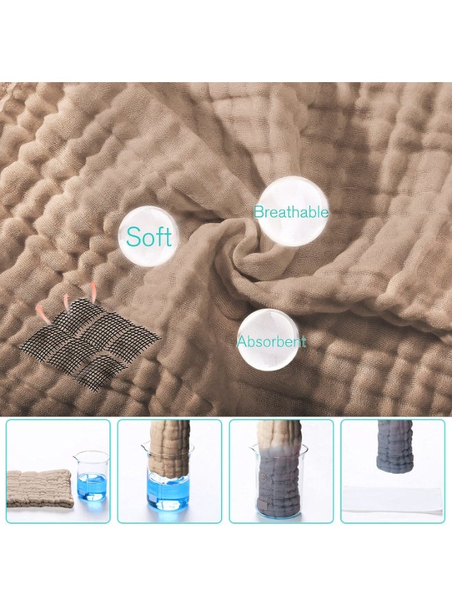 YOOFOSS Yoofoss Muslin Burp Cloths for Baby 10 Pack 100% Organic Cotton Baby Washcloths for Boys Girls Large 20''X10'' Super Soft and Absorbent Brown  - Image 4
