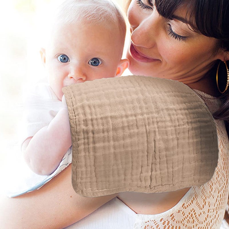 Yoofoss Muslin Burp Cloths for Baby 10 Pack 100% Organic Cotton Baby Washcloths for Boys Girls Large 20''X10'' Super Soft and Absorbent Brown - Image 3