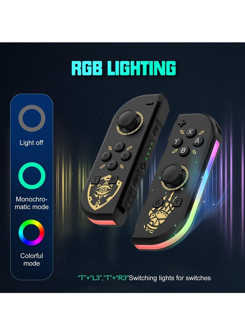 Joycon Controllers for Nintendo Switch, Replacement for Switch Controller with RGB LED, Adjustable Turbo and Vibration, Motion Control/Wake-Up/Screenshot