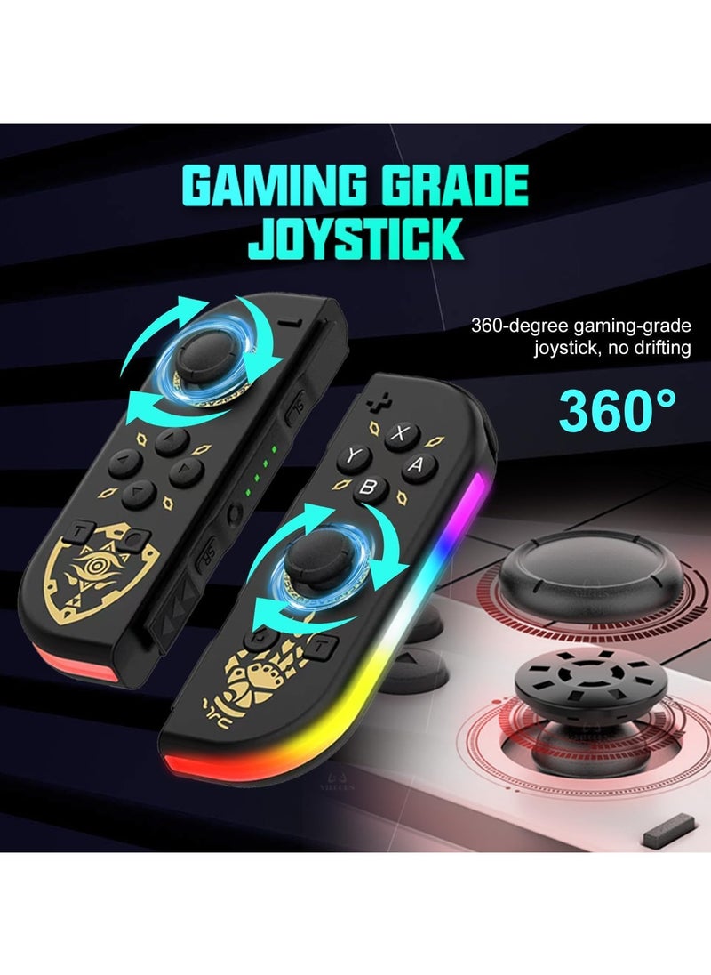 Joycon Controllers for Nintendo Switch, Replacement for Switch Controller with RGB LED, Adjustable Turbo and Vibration, Motion Control/Wake-Up/Screenshot