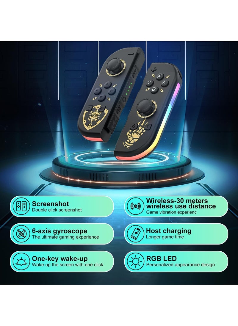 Joycon Controllers for Nintendo Switch, Replacement for Switch Controller with RGB LED, Adjustable Turbo and Vibration, Motion Control/Wake-Up/Screenshot