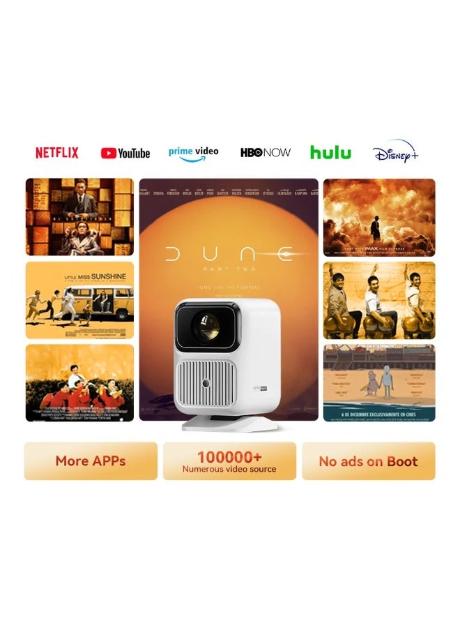 wanbo حزمة جهاز العرض الذكي دالي 1 | جهاز عرض مسرح منزلي محمول أندرويد 9.0 350 ANSI 10500 لومن، 720P مع تركيز تلقائي | واي فاي وبلوتوث | تشمل حامل أرضي قابل للتعديل من وانبو (170 سم) + حقيبة حمل واقية - Image 4