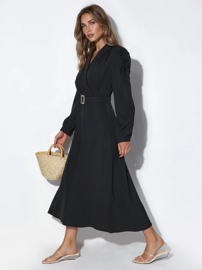 جينيفر Belted A-line Midi Dress