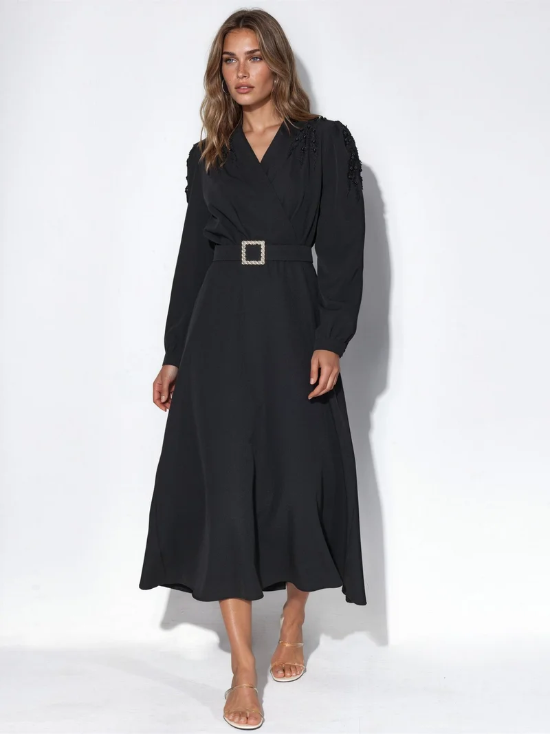 جينيفر Belted A-line Midi Dress