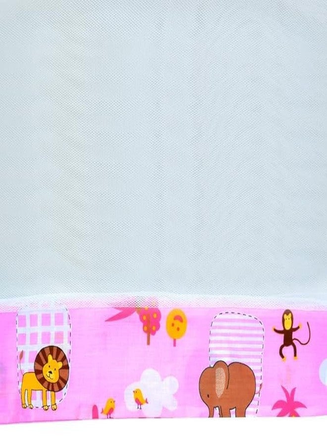 NISSI Cotton Infants Washable Mosquito Net for Baby Cradle/Mosquito Net for Baby Jhula/Baby Swing with Zip Opening (0-3 Yrs) Pink Color - Image 3