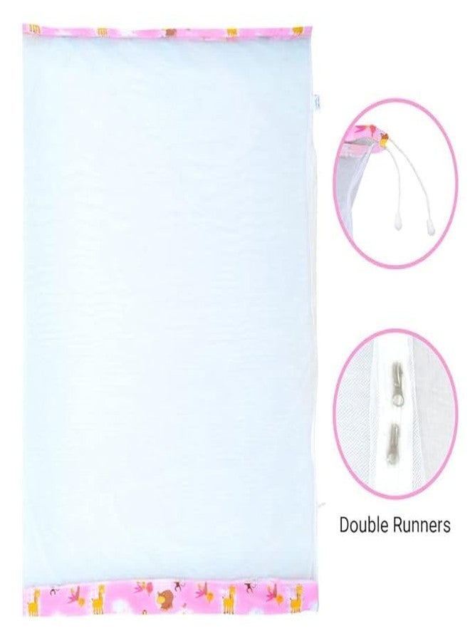 NISSI Cotton Infants Washable Mosquito Net for Baby Cradle/Mosquito Net for Baby Jhula/Baby Swing with Zip Opening (0-3 Yrs) Pink Color - Image 2
