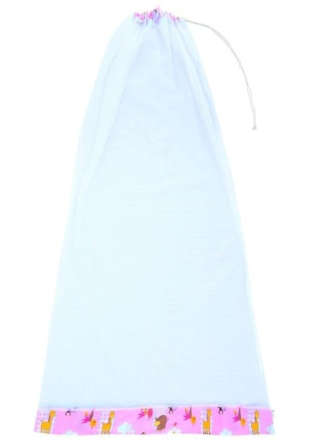 NISSI Cotton Infants Washable Mosquito Net for Baby Cradle/Mosquito Net for Baby Jhula/Baby Swing with Zip Opening (0-3 Yrs) Pink Color - Image 1