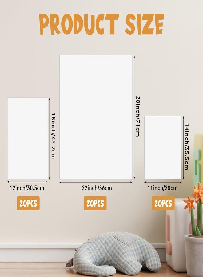 Resholder 60 Pcs Poster Boards Bulk 3 Sizes White Poster Boards Paper(22"x28", 12"x18", 11"x14"), Large Blank Graphic Thick Display Board for Arts Projects Presentations Crafts Signs Drawing - Image 2