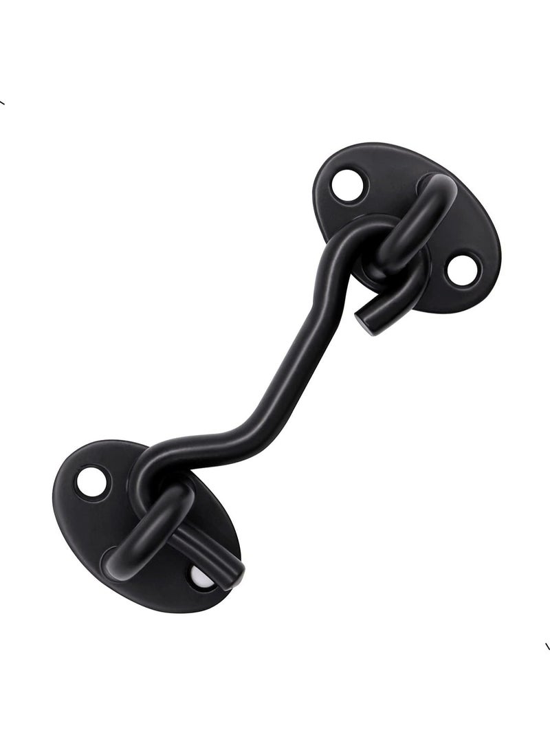 jaexest 2Pcs 3 inch Barn Door Lock, Cabin Hook Eye Latch Gate Door Swivel Window Door Hook with Mounting Screws (Black) - Image 3
