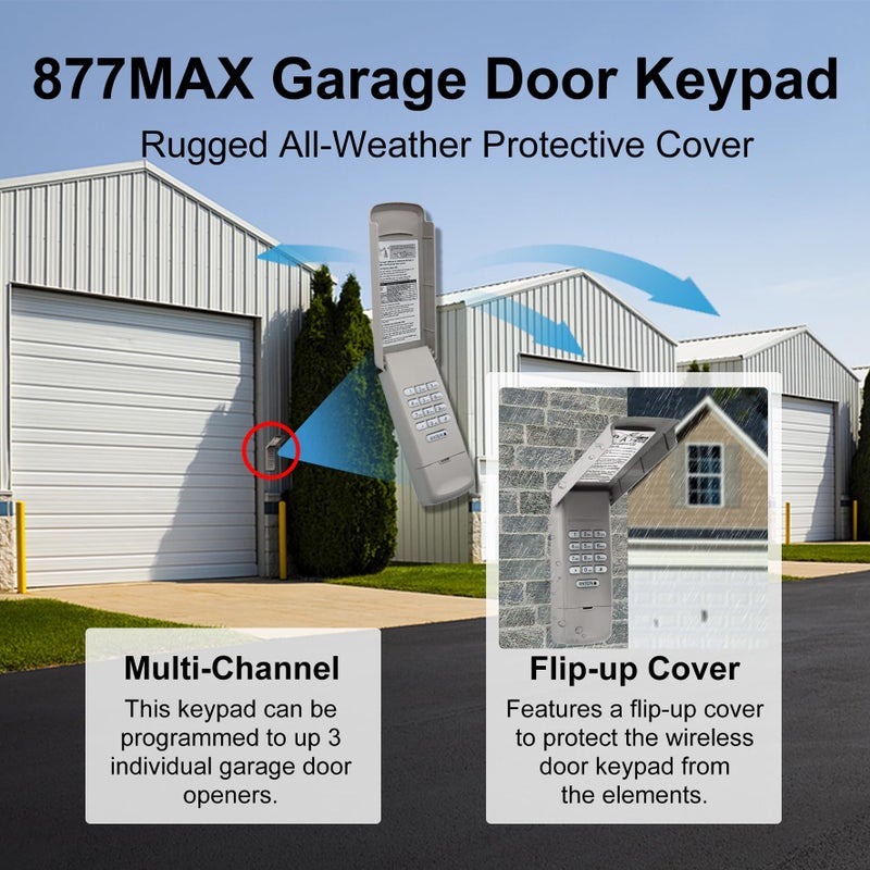 GIOATY for Chamberlain LiftMaster Craftsman Garage Door Opener Keypad & Remote Universal,893MAX with Yellow, Purple, Green, Red/Orange Learn Button, 877MAX 971LM 371LM 893lm 891lm 373lm 973lm - Image 4