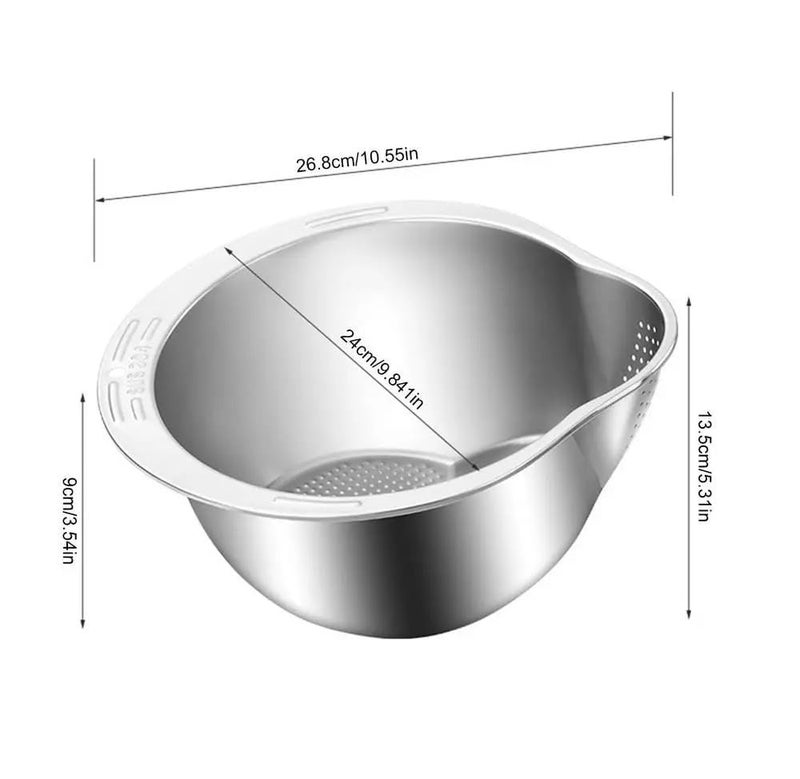KRUPAVI MultiPurpose Strainer Stainless Steel Washer Bowl for Rice Fruits Noodles Vegetable Rice Bowl for Kitchen 1 Pcs - Image 2