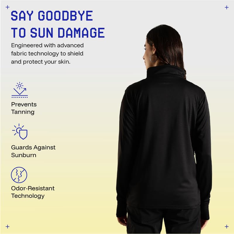 BLUE TYGA Sunscreen Jacket Women's Travel Nylon Solid Plain Sports Summer Gym Workout Running Travel Trekking And Sunscreen Standard Length Jacket For Women Nylon Winter Casual Wear, 2Xl,Black - Image 4