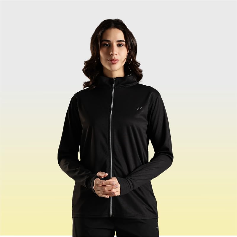 BLUE TYGA Sunscreen Jacket Women's Travel Nylon Solid Plain Sports Summer Gym Workout Running Travel Trekking And Sunscreen Standard Length Jacket For Women Nylon Winter Casual Wear, 2Xl,Black - Image 2