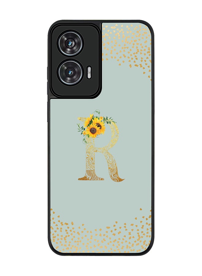 Stylizedd For Motorola Edge 50 Fusion 5G Case,Slim fit Camera Protection, Shockproof Thin Phone cover  - Custom Floral Monogram - R  (Light Grey ) - Image 1