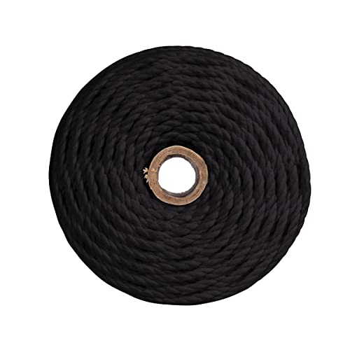 Bobbiny | 3 Ply Twisted Macrame Cotton Cord Dori (Roll Packaging) Thread for Macrame DIY and Other Projects | Black | 3mm,100 Meter - Image 3