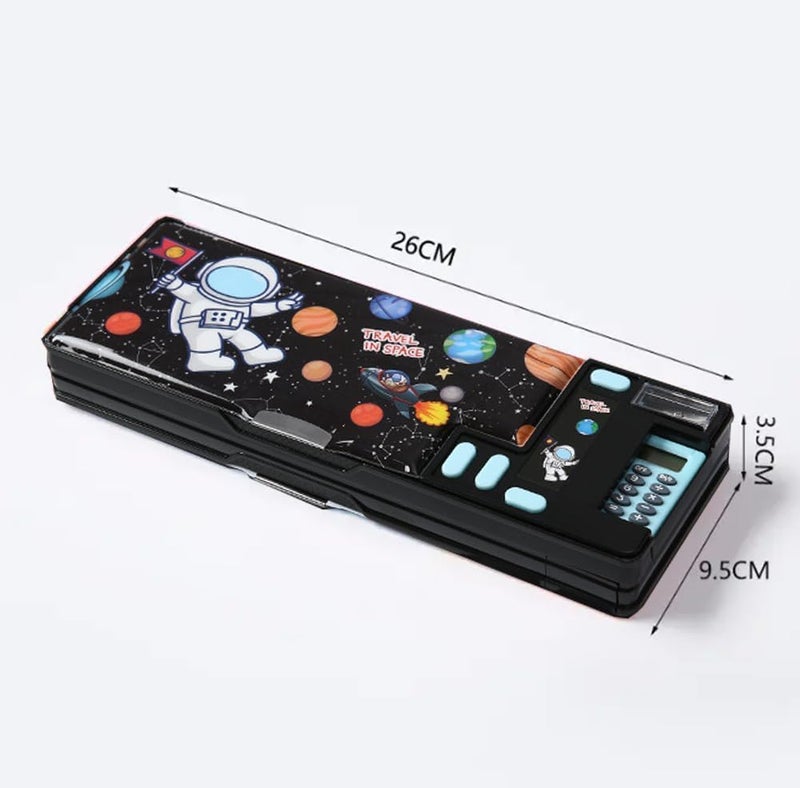Pop Up Multifunction Pencil Case for Kids with Calculator and Sharpener - Space Design - Image 3